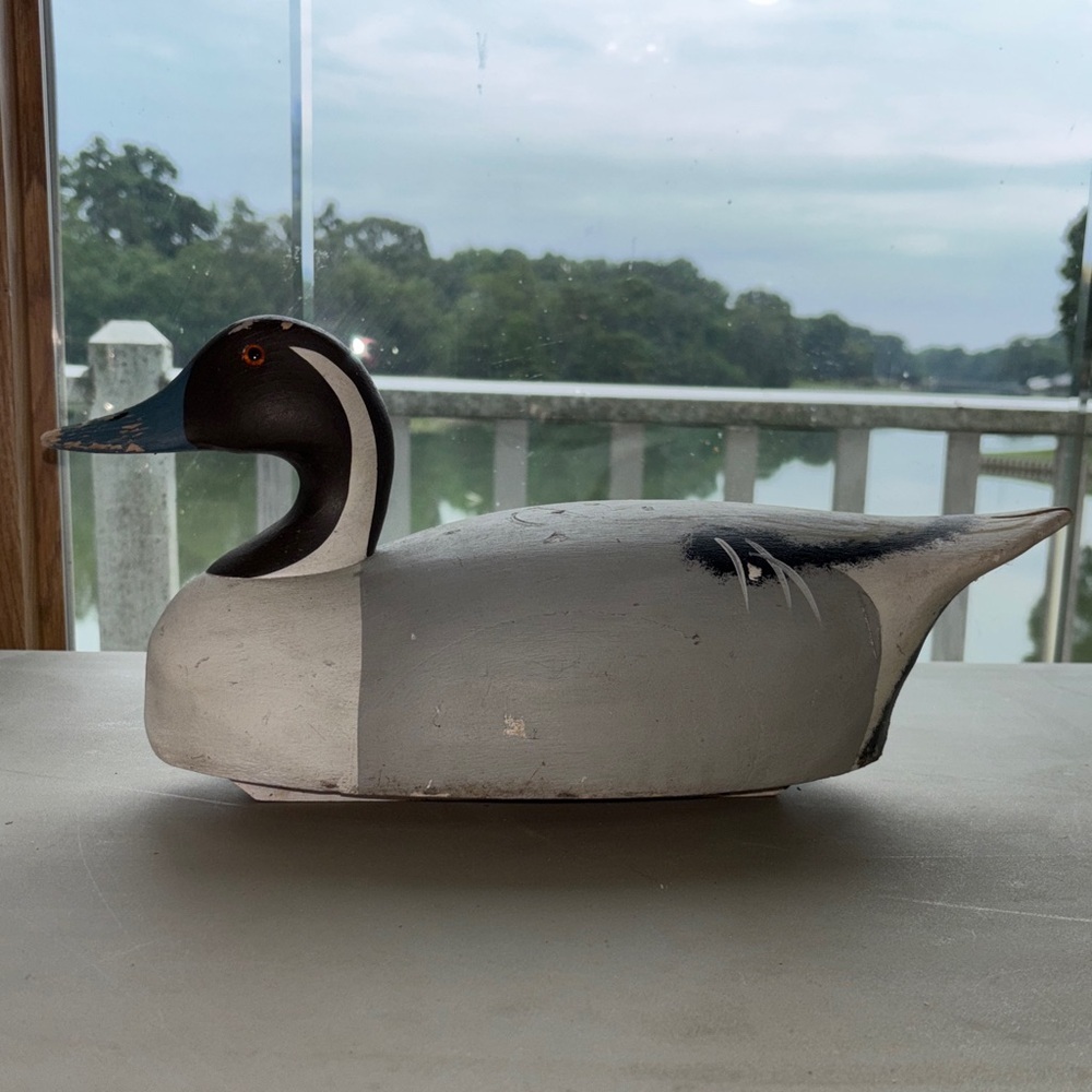Vintage Hand Carved Hand painted Wooden Duck Decoy - Black/White/Grey/Blue - Picture 5 of 13